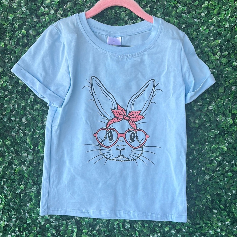 Kids Blue Bunny Graphic T-Shirt